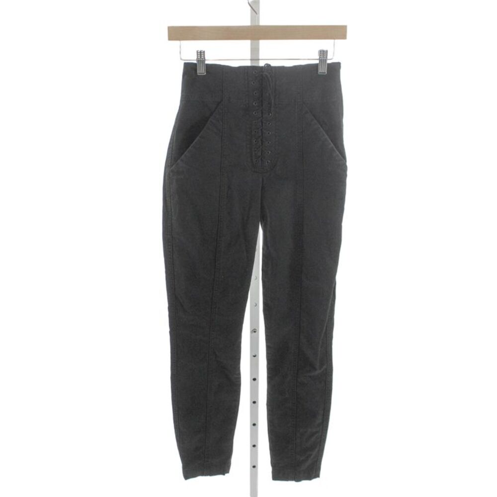 A.L.C. Womens Ankle Pants Black Lace Up Cotton Stretch Size 0
